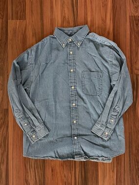 GU Men's Blue Denim Button-Down Shirt